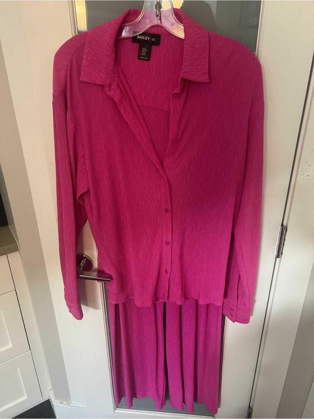 Bailey 44 Fuchsia Pink Button-Front Blouse and Skirt Set